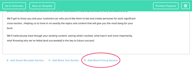 Click add blank Price Section