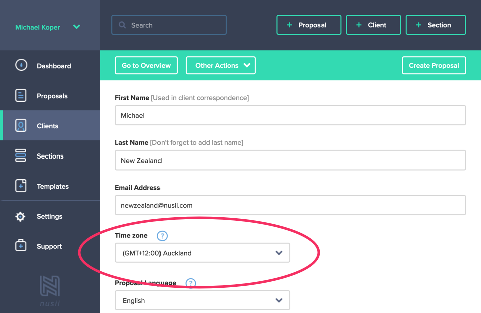 Client Default Timezone