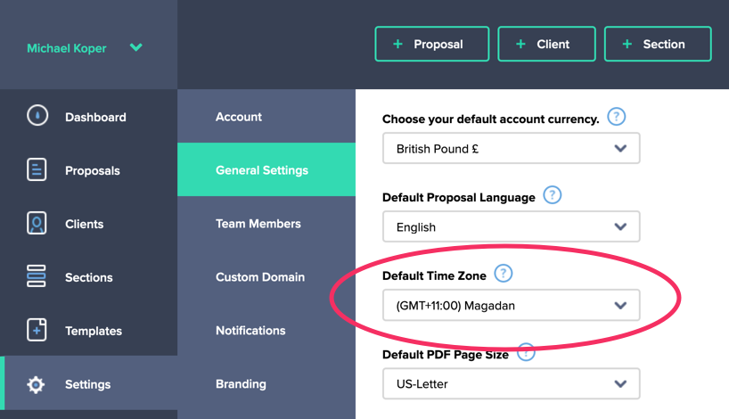 Change Default Timezone