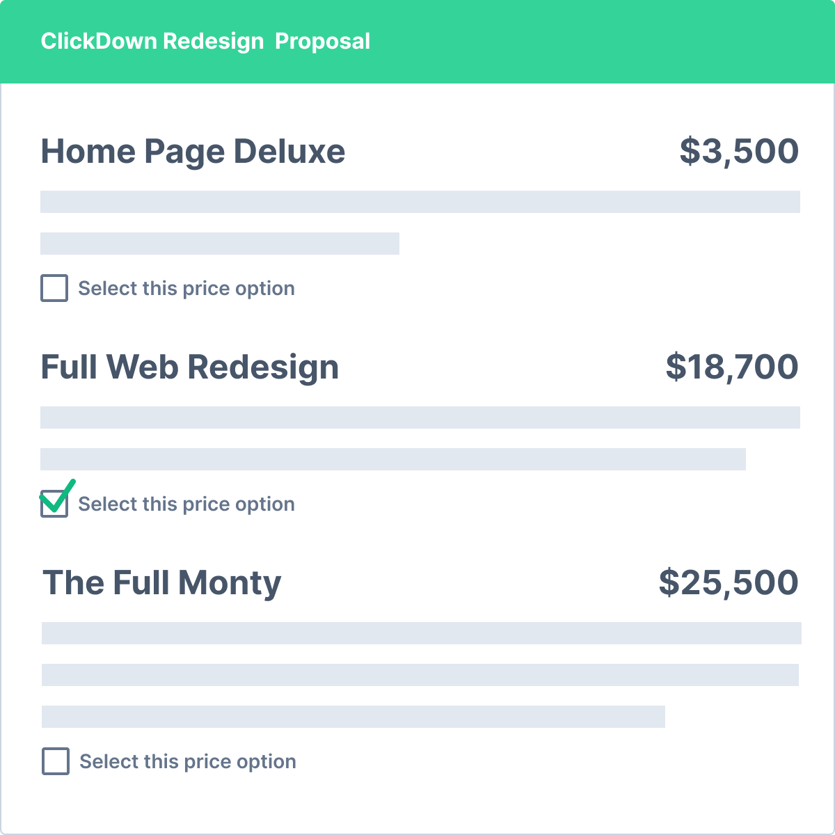Interactive pricing preview